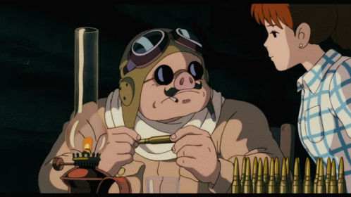 A Cartoon Of A Pig Wearing Goggles And A Helmet GIF