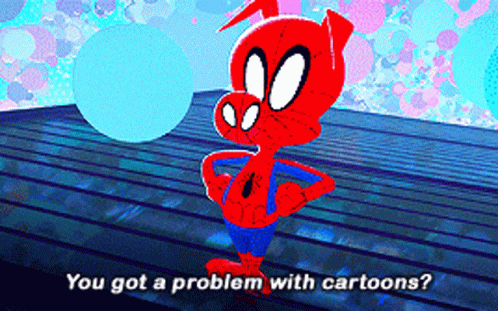 A Cartoon Of A Pig With The Words " You Got A Problem With Cartoons " On The Bottom GIF