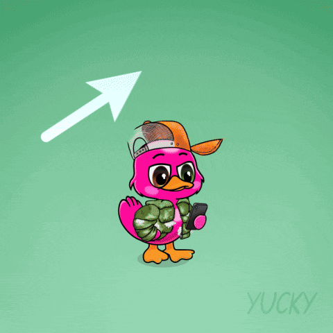 A Cartoon Of A Pink Duck With The Words " We 'Re So Back " Above It GIF