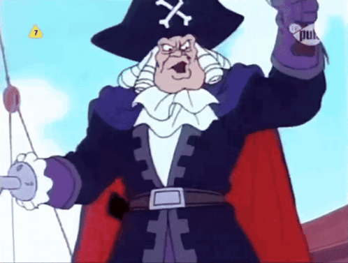 A Cartoon Of A Pirate With The Number 7 On The Bottom Left GIF