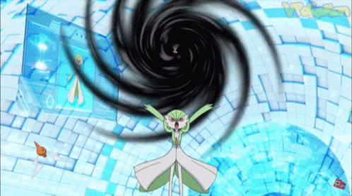 A Cartoon Of A Pokemon With A Black Swirl In The Background GIF