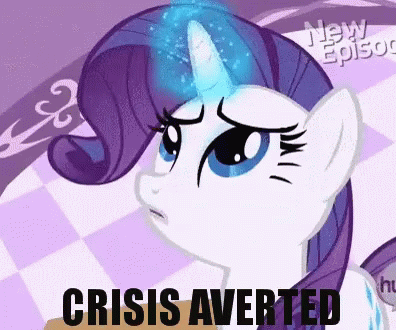 A Cartoon Of A Pony With The Words Crisis Averted GIF
