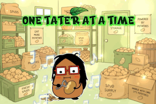 A Cartoon Of A Potato With The Words One Tater At A Time Written Above It GIF