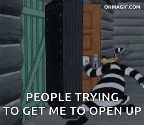 Prisoner Trying To Open Door Captioned People Trying To Get Me To Open Up GIF