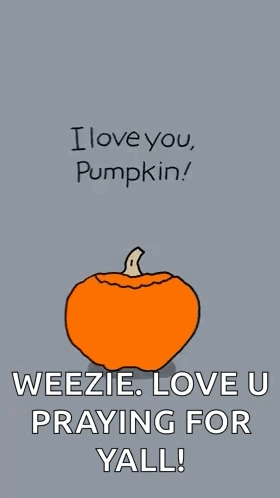 A Cartoon Of A Pumpkin Holding A Sign That Says " I Love You Pumpkin " GIF