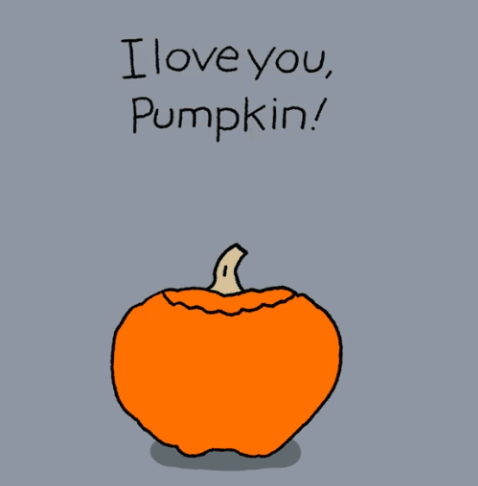 A Cartoon Of A Pumpkin That Says I Love You Pumpkin You Are My Spice GIF
