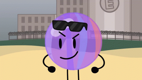 A Cartoon Of A Purple Ball Wearing Sunglasses And A Smile GIF