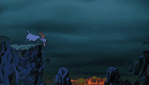 A Cartoon Of A Purple Dragon Surrounded By Flames And A Goat GIF