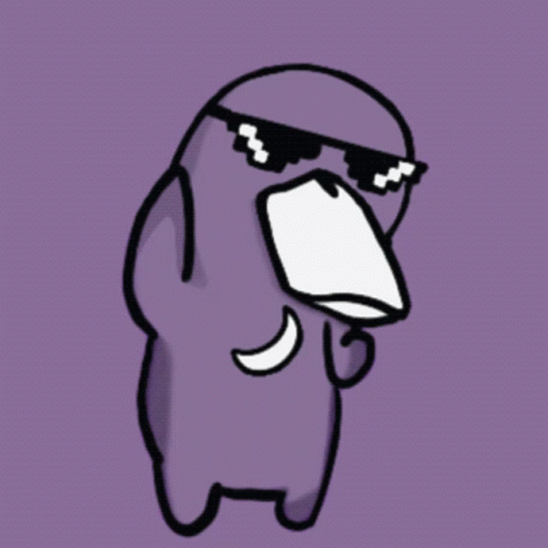 A Cartoon Of A Purple Duck With Sunglasses On GIF
