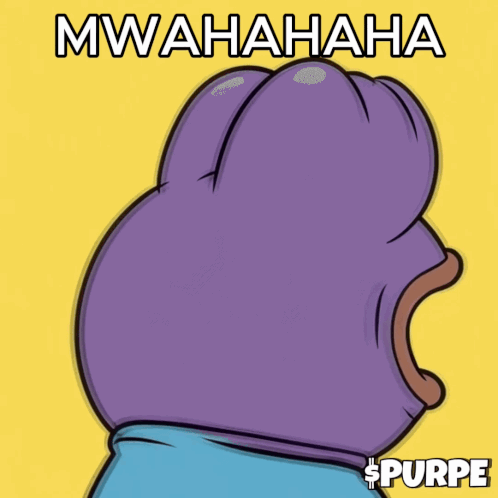 A Cartoon Of A Purple Frog With Its Mouth Open And The Words Mwahaha GIF