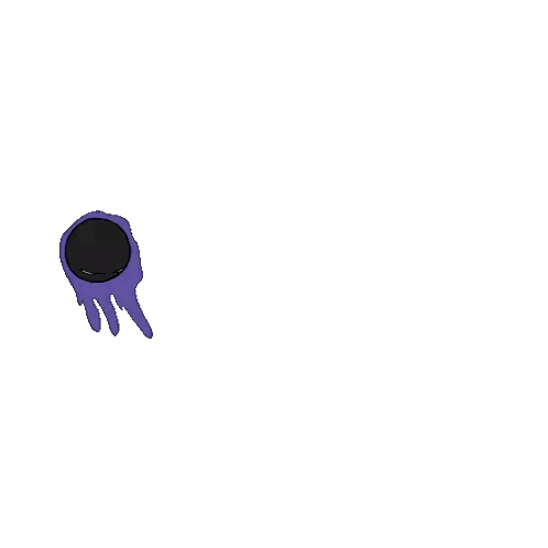 a cartoon of a purple monster with red eyes and a big smile