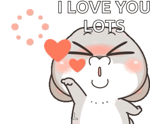 A Cartoon Of A Rabbit Blowing A Heart With The Words I Love You Lots Above It GIF