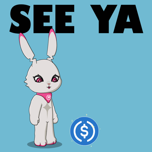 A Cartoon Of A Rabbit Kicking A Coin With The Words See Ya Above It GIF