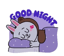 A Cartoon Of A Rabbit Laying In Bed With The Words Good Night GIF