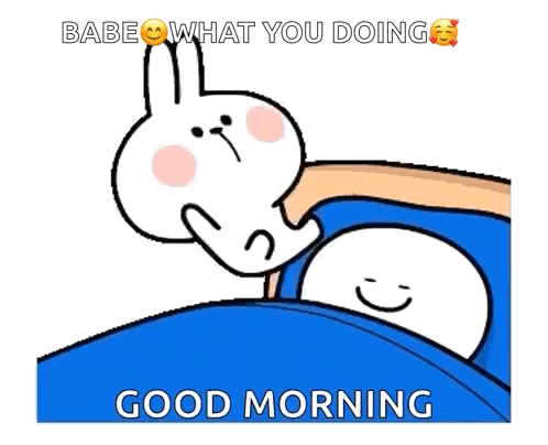 a cartoon of a rabbit petting another rabbit with the words " babe what you doing "