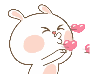 a cartoon of a rabbit with a heart in its mouth