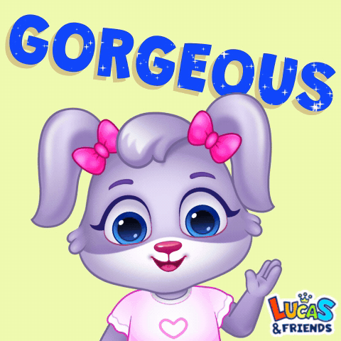 A Cartoon Of A Rabbit With The Word Gorgeous Written Above It GIF