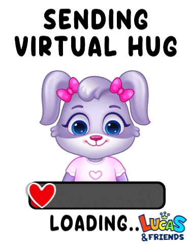 A Cartoon Of A Rabbit With The Words Sending Virtual Hug Loading Lucas And Friends GIF