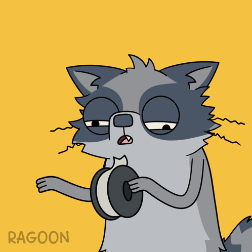 A Cartoon Of A Raccoon Holding A Piece Of Paper With The Word Racoon On It GIF