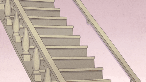 A Cartoon Of A Raccoon Walking Down A Set Of Stairs GIF