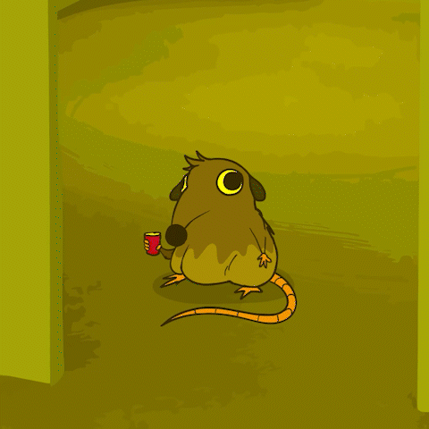 A Cartoon Of A Rat Holding A Can Of Soda GIF