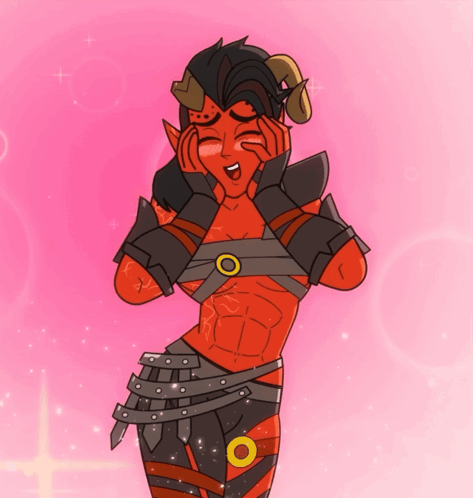 Red Demon Covering Face With Hands GIF