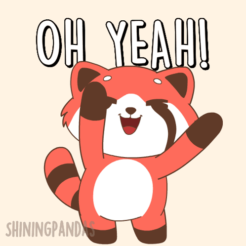 A Cartoon Of A Red Panda With The Words Oh Yeah On It GIF