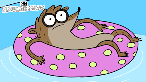 A Cartoon Of A Regular Show Character Laying In A Pink Circle GIF