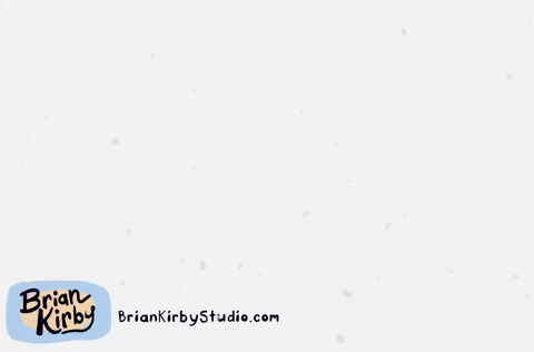 A Cartoon Of A Reindeer With A Red Nose And The Website Briankirbystudio.com Below It GIF