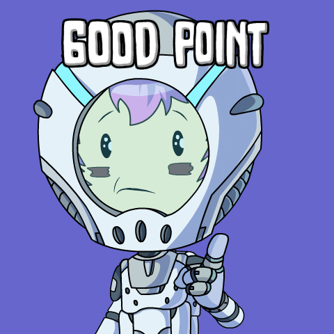 A Cartoon Of A Robot Giving A Thumbs Up And The Words Good Point Above It GIF