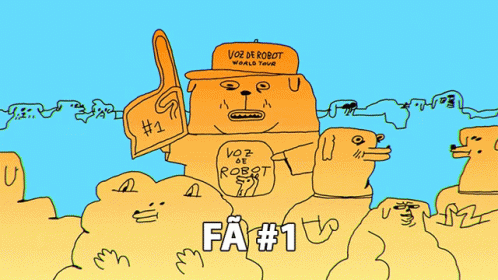 A Cartoon Of A Robot Holding A Sign That Says # 1 GIF