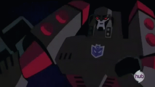 A Cartoon Of A Robot With A Hub Logo On The Bottom Right GIF