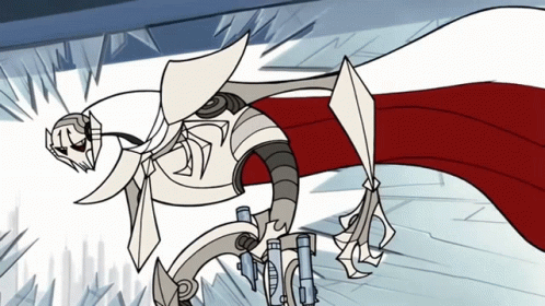 A Cartoon Of A Robot With A Red Cape On GIF