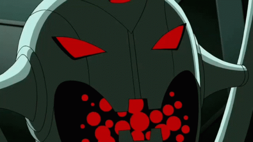 A Cartoon Of A Robot With Red Eyes GIF