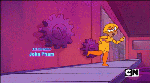 A Cartoon Of A Robot With The Name John Pham On It GIF