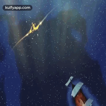 A Cartoon Of A Rocket Flying Through The Air With The Words `` Happy New Year 2022 '' Flying In The Sky . GIF