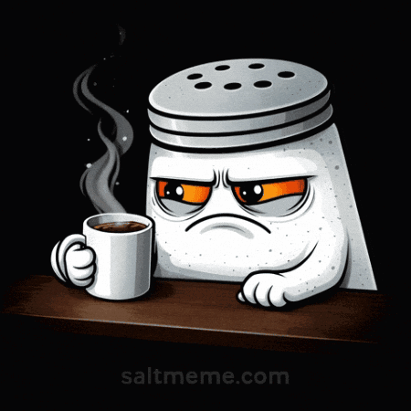 A Cartoon Of A Salt Shaker Holding A Cup Of Coffee GIF