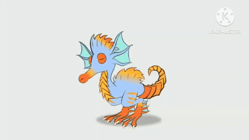 A Cartoon Of A Seahorse With Wings And A Long Tail . GIF