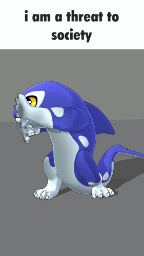 A Cartoon Of A Shark With The Words I Am A Threat To Society GIF