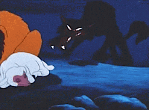 A Cartoon Of A Sheep Laying Down Next To A Brown Bear GIF