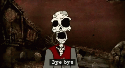 A Cartoon Of A Skeleton Says Bye Bye GIF