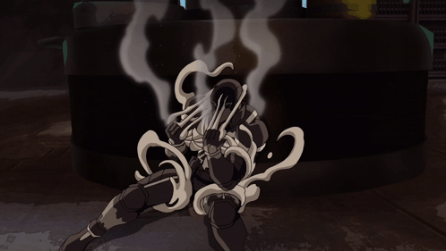 A Cartoon Of A Skeleton With Smoke Coming Out Of It GIF