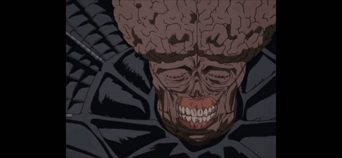 Skull Cartoon With Green Light From Brain GIF