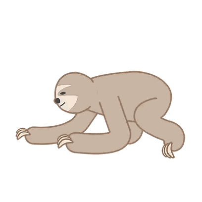 a cartoon of a sloth and a green turtle