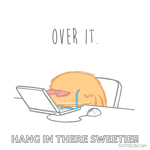 A Cartoon Of A Sloth Wearing Glasses And A Bow Sitting In Front Of A Laptop Computer GIF