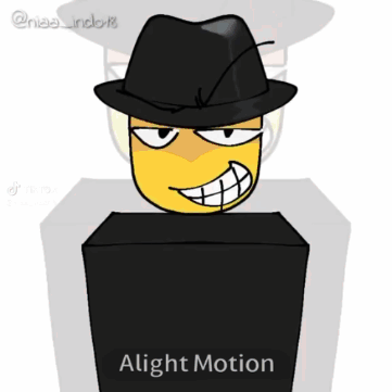 A Cartoon Of A Smiley Face Wearing A Hat And Sticking Out Its Tongue With The Words Alight Motion Below It . GIF
