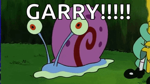 A Cartoon Of A Snail With The Words Garry Written On It GIF