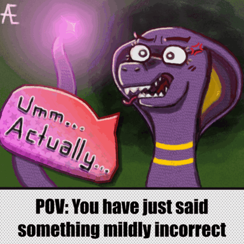 A Cartoon Of A Snake With A Speech Bubble That Says Actually GIF