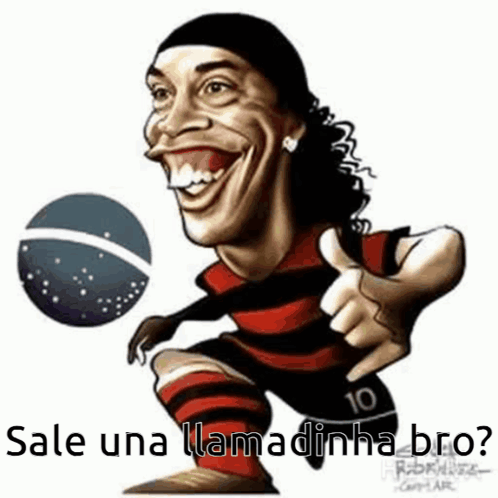 A Cartoon Of A Soccer Player Giving A Thumbs Up With The Words Sale Una Llamadinha Bro . GIF