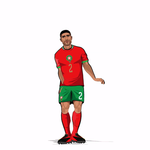 a cartoon of a soccer player with the number 2 on his shorts